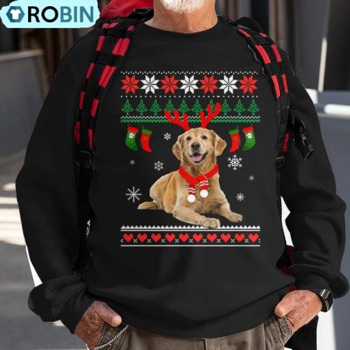 Reindeer Golden Retriever Ugly Christmas Golden Ugly Christmas Sweatshirt