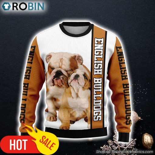 Rescued English Bulldog Dog Lover Ugly Christmas Sweater Christmas Gift For Pet Lovers