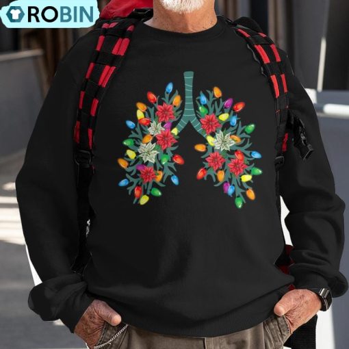Respiratory Therapy Lung Christmas Light Therapist Rn Ugly Christmas Sweatshirt