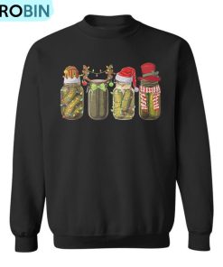 Retro Canned Pickle Christmas Light Xmas Pajama Pickle Lover Ugly Christmas Sweatshirt