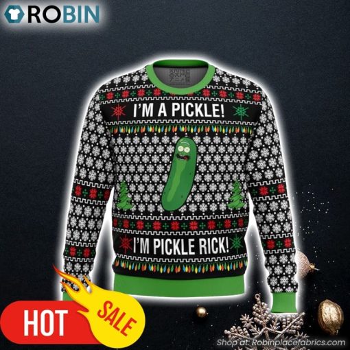 Rick and Morty Pickle Rick Ugly Christmas Sweater 3D For Men and Women