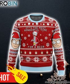 Rick and Morty Time for a Beer Ugly Christmas Sweater 3D For Men and Women