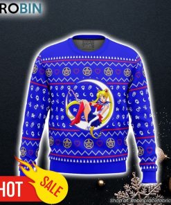Sailor Moon Sitting on Moon Ugly Christmas Sweater 3D For Men and Women