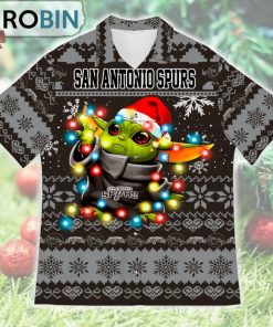 San Antonio Spurs Baby Yoda Star Wars Ugly Christmas Design Short Sleeve Shirt