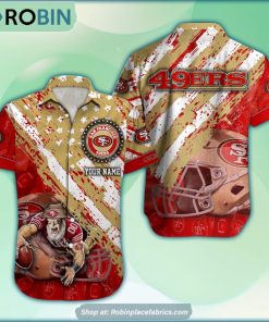 San Francisco 49ers Mascot American Flag NFL Hawaiian Shirt San Francisco 49ers Mascot American Flag NFL Hawaiian Shirt
