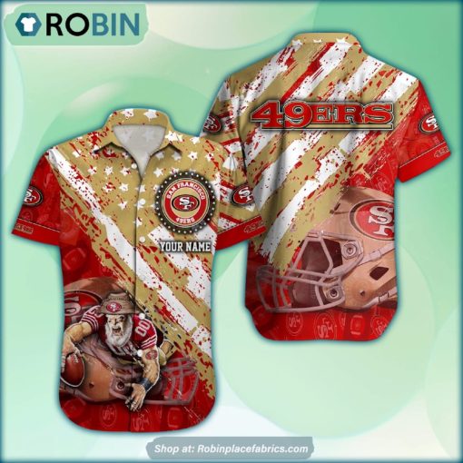 San Francisco 49ers Mascot American Flag NFL Hawaiian Shirt