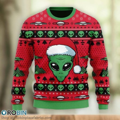 Santa Alien Green Character Christmas Ugly Sweater 3D Printed