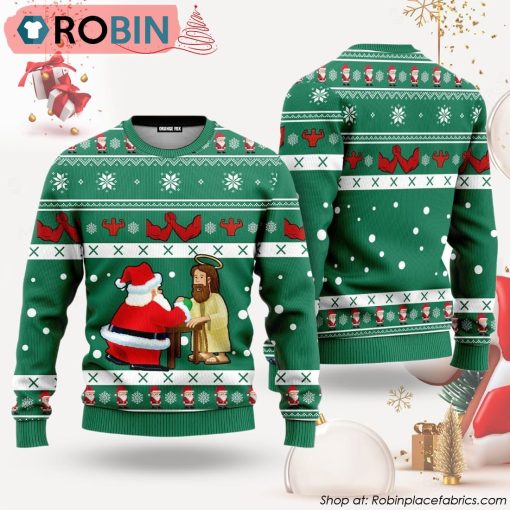 Santa And Jesus Ugly Christmas Sweater