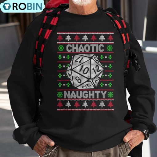Santa Chaotic Naughty Christmas D20 Ugly Tabletop Sweater Ugly Christmas Sweatshirt