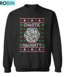 Santa Chaotic Naughty Christmas D20 Ugly Tabletop Sweater Ugly Christmas Sweatshirt