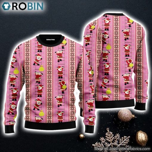 Santa Claus Climbing Pattern Ugly Christmas Sweater Gift For Christmas