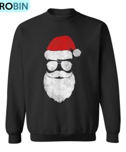 Santa Claus Face Sunglasses Hat Beard Christmas Men Ugly Christmas Sweatshirt