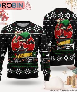 Santa Claus Ho Ho Ho Skating Ugly Christmas Sweater