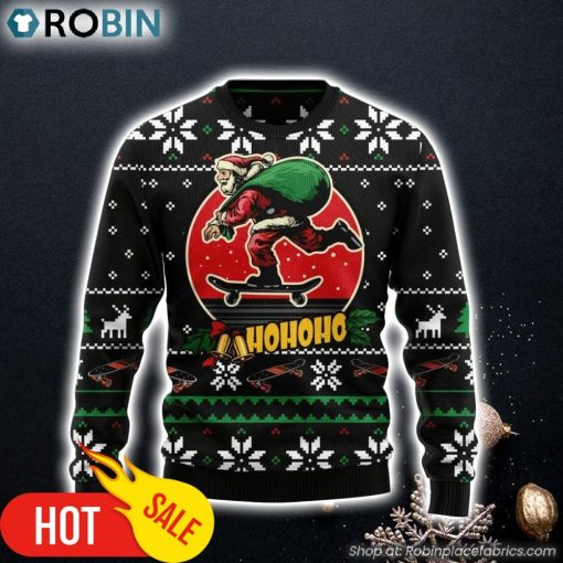Santa Claus Skateboard Ugly Christmas Sweater Gift For Christmas