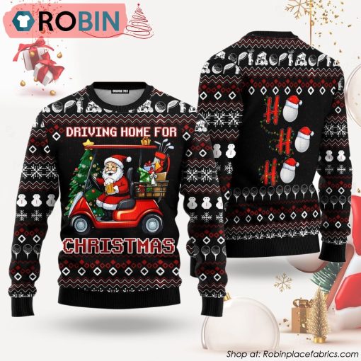 Santa Drinking And Driving Home For Christmas Ugly Christmas Sweater