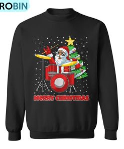Santa Drummer Christmas Pajama X-Mas Drum Player Musician Ugly Christmas Sweatshirt