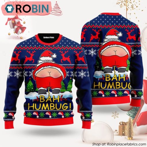 Santa Funny Bah Humbug Ugly Christmas Sweater