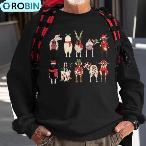 Santa Goats Christmas Farmer Goat Lover Farming Ugly Christmas Sweatshirt