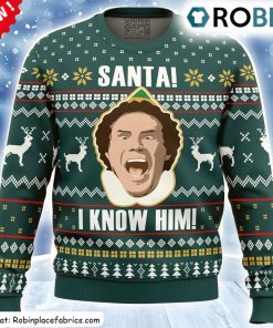 santa-i-know-him-elf-ugly-christmas-sweatshirt-sweater-1