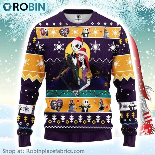 Santa Jack Skellington And Sally Nightmare Before Christmas Ugly Christmas Sweater