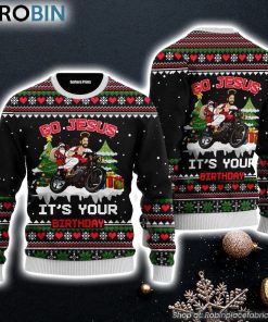 Santa Jesus Ride Motobike Ugly Christmas Sweater