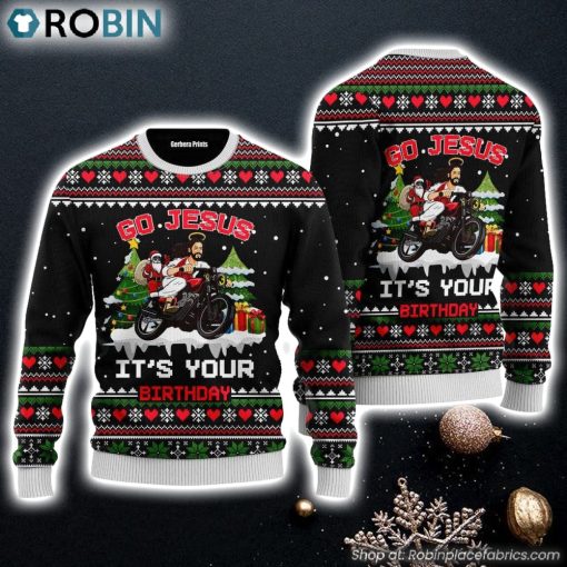 Santa Jesus Ride Motobike Ugly Christmas Sweater