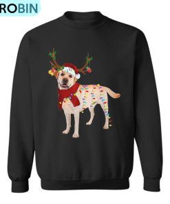 Santa Labrador Retriever Reindeer Light Christmas Ugly Christmas Sweatshirt