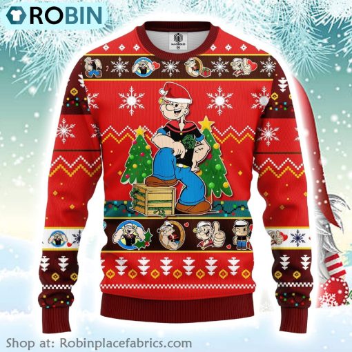 Santa Popeye Strong Merry Xmas Ugly Christmas Sweater