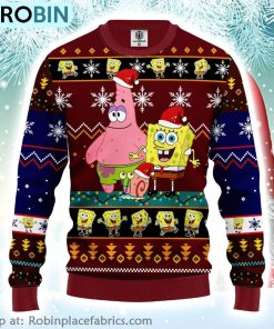 Santa Spongebob And Patrick Star Ugly Christmas Sweater