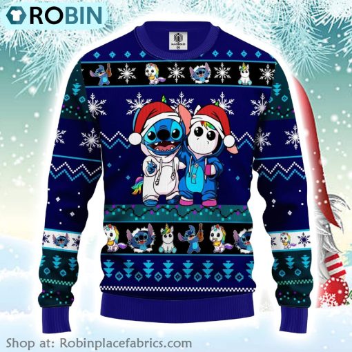 Santa Stitch And Unicorn Lilo And Stitch Disney Ugly Christmas Sweater
