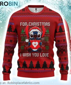 Santa Stitch For Christmas I Wish You Love Lilo And Stitch Disney Ugly Christmas Sweater