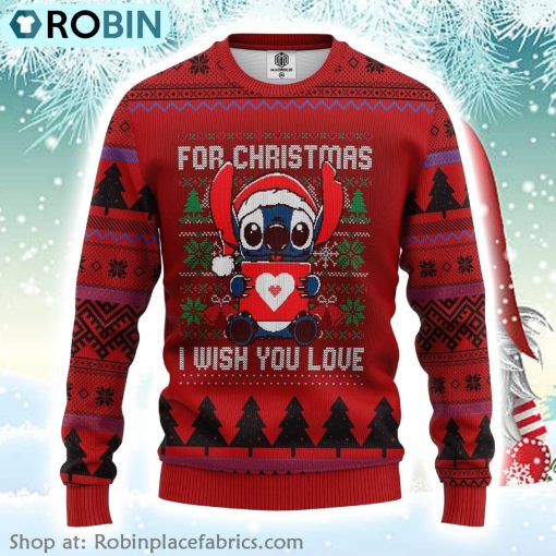 Santa Stitch For Christmas I Wish You Love Lilo And Stitch Disney Ugly Christmas Sweater