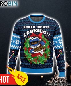 Santa’s Cookies Cookie Monster Ugly Christmas Sweater 3D For Men and Women