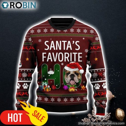 Santas Favorite Ho Custom Dog Face Ugly Christmas Sweater Dog Memorial Gift