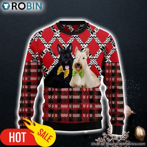 Scottish Terrier Dog Lover Red Ugly Christmas Sweater Christmas Gift For Friends