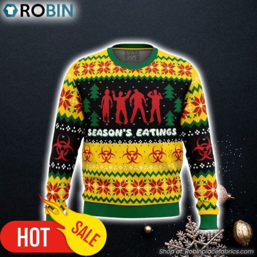 Season’s Eatings Zombie Ugly Christmas Sweater 3D For Men and Women
