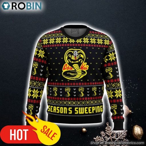 Season’s Sweepings Cobra Kai Karate Kid Ugly Christmas Sweater 3D For Men and Women