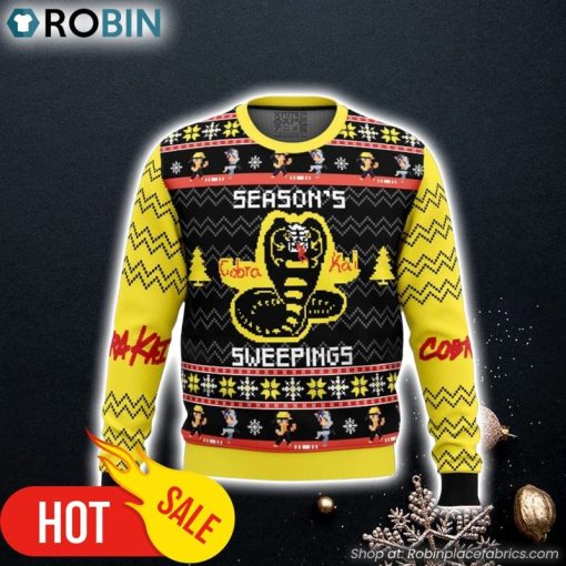 Season’s Sweepings Cobra Kai Ugly Christmas Sweater 3D For Men and Women