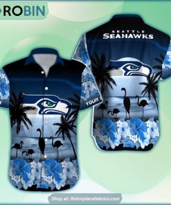 Seattle Seahawks Flamingo Tropical Leaf Pattern Hawaiian Shirt Seattle Seahawks Flamingo Tropical Leaf Pattern Hawaiian Shirt