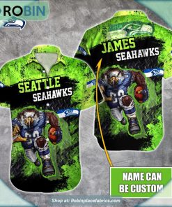 Seattle Seahawks Mascot 3D Printed Summer Hawaiian Shirt Seattle Seahawks Mascot 3D Printed Summer Hawaiian Shirt