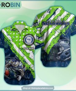Seattle Seahawks Mascot American Flag NFL Hawaiian Shirt Seattle Seahawks Mascot American Flag NFL Hawaiian Shirt