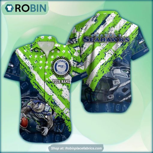 Seattle Seahawks Mascot American Flag NFL Hawaiian Shirt