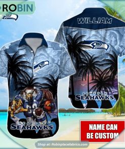 Seattle Seahawks Mascot Palm NFL Hawaiian Shirt Seattle Seahawks Mascot Palm NFL Hawaiian Shirt