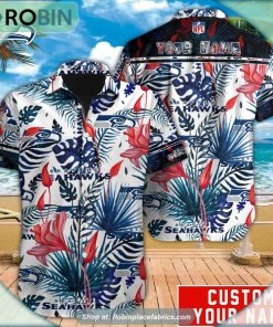 Seattle Seahawks Tropical Leaf Pattern Hawaiian Shirt Seattle Seahawks Tropical Leaf Pattern Hawaiian Shirt