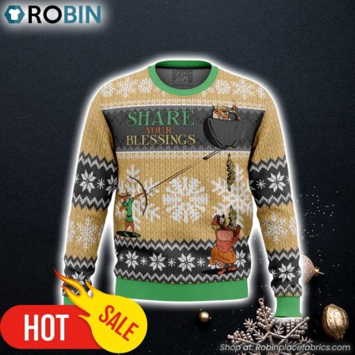 Share Your Blessings Robin Hood Disney Ugly Christmas Sweater 3D For Men and Women