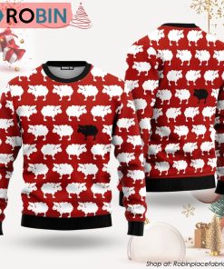 Sheep Black And White Red Ugly Christmas Sweater