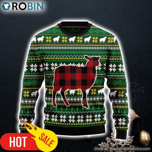 Sheep Red Plaid Ugly Christmas Sweater Gift For Pet Lovers Lover Xmas Sweater Gift
