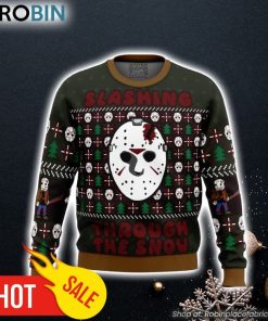 Slashing Through The Snow Jason Voorhees Ugly Christmas Sweater 3D For Men and Women Slashing Through The Snow Jason Voorhees Ugly Christmas Sweater 3D For Men and Women