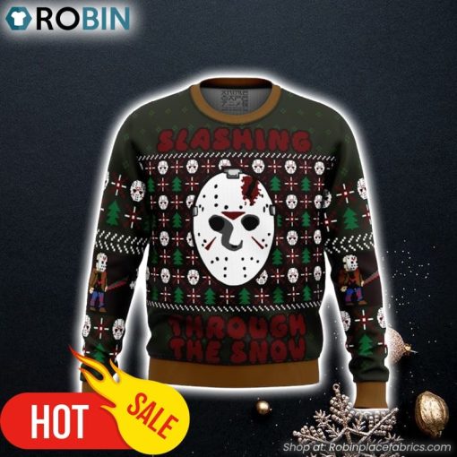 Slashing Through The Snow Jason Voorhees Ugly Christmas Sweater 3D For Men and Women