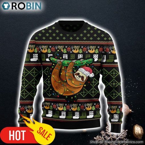 Sloth Light Ugly Christmas Sweater Best Xmas Gifts Dog Memorial Gift